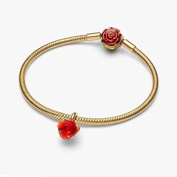 Pandora Disney Beauty and the Beast Enchanted Rose Dangle Charm - Picture 3 of 5